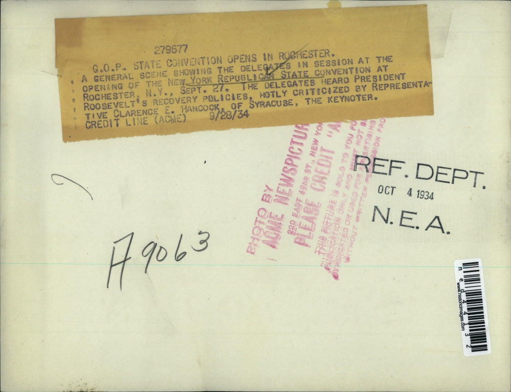 1934 Press Photo New York State Republican Convention Opens In Rochester