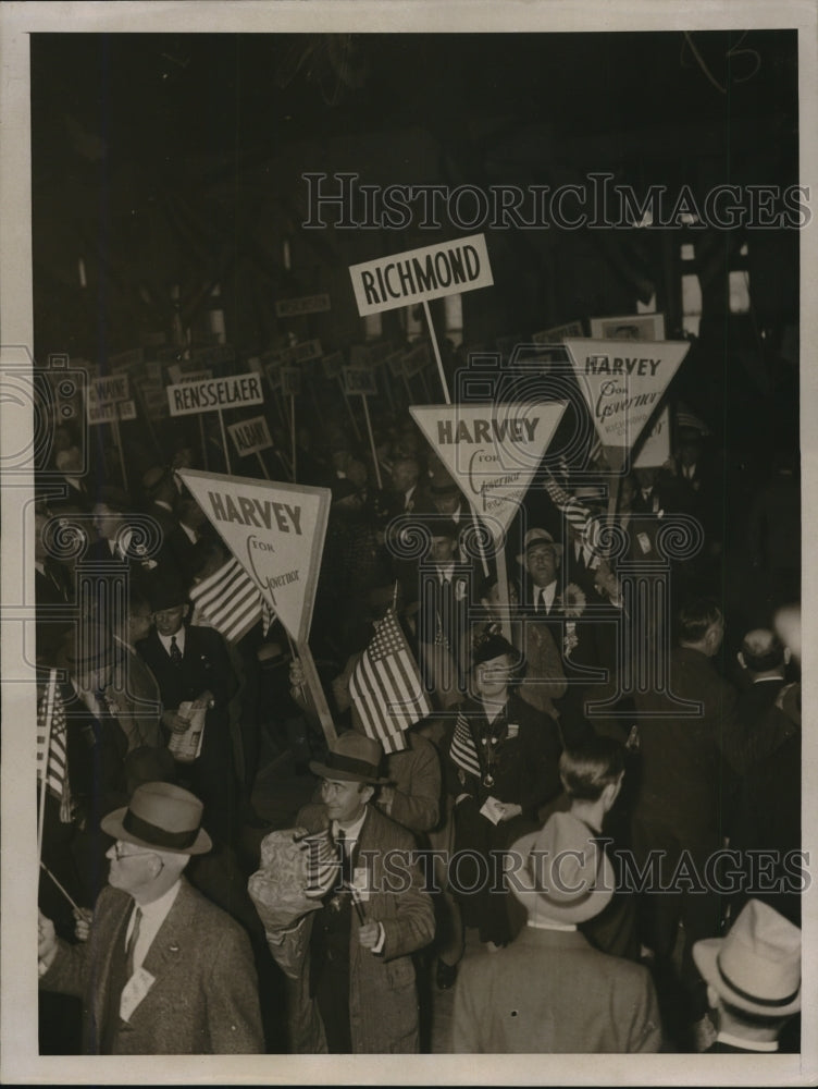 1936 Press Photo George U Harvey Supporters At Republican State Convention
