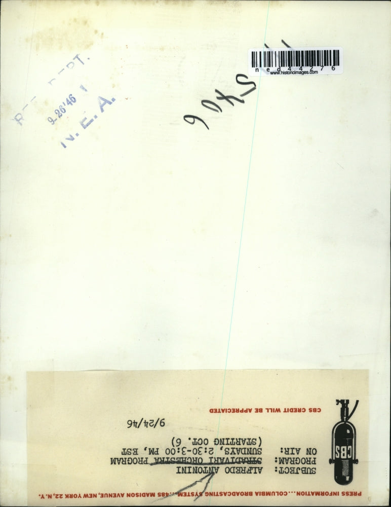 1946 Press Photo Alfredo Antonini, Stadivari Orchestra Program