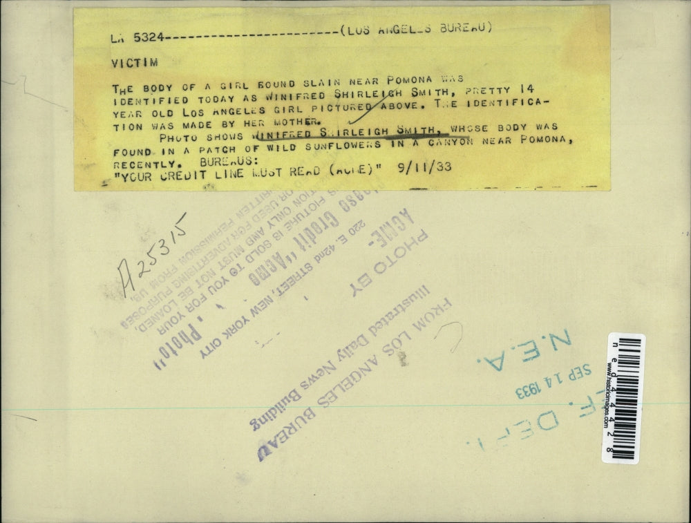 1933 Press Photo Winifred Shorleign Smith