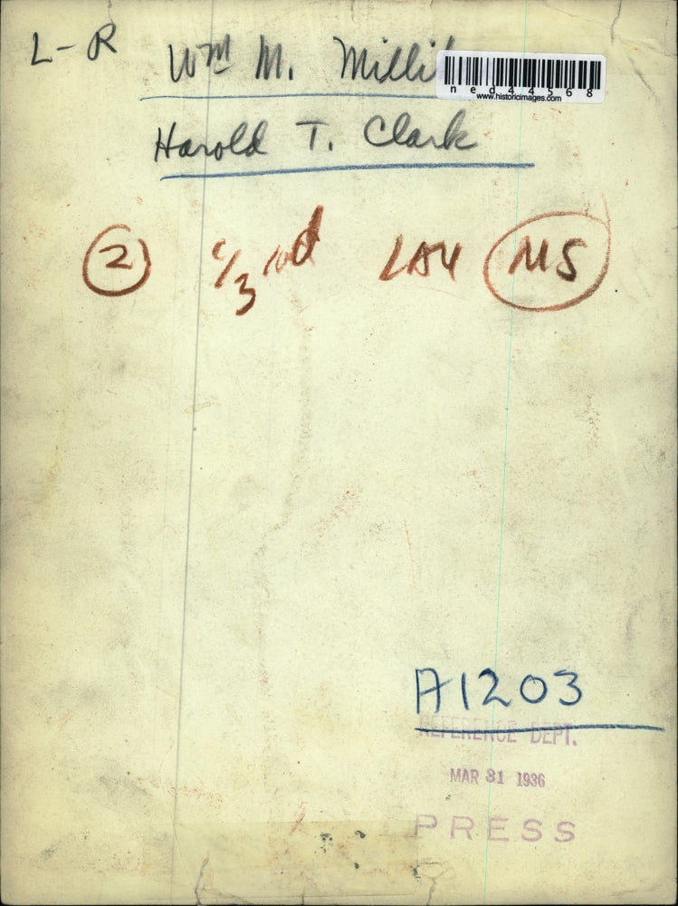 1936 Press Photo William M. Milliken and Harold T. Clark