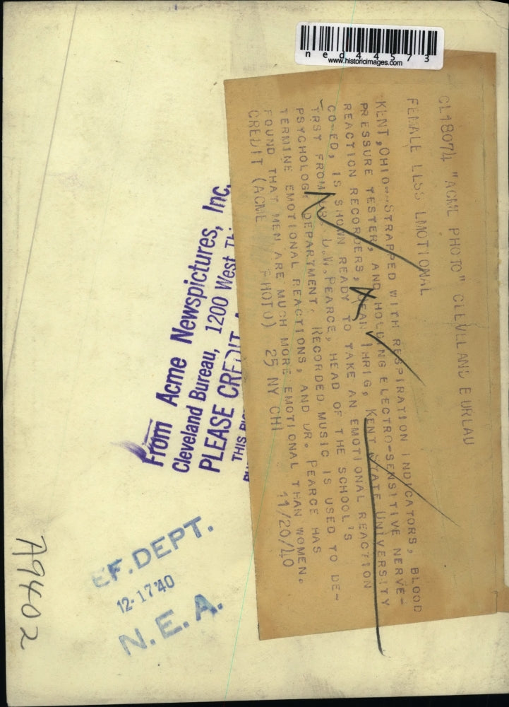 1940 Press Photo Jean Ihrig before she takes an Emotional Reaction Test