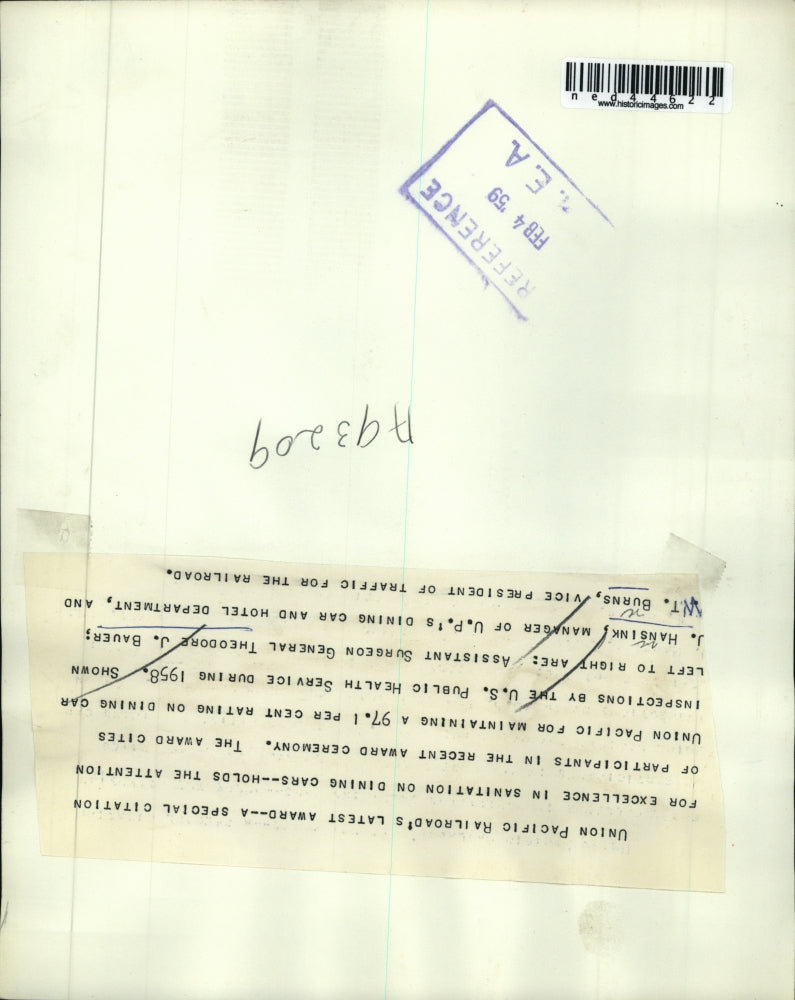 1959 Press Photo Union Pacific Railroad's latest award for excellence in