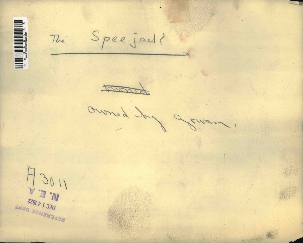 1922 Press Photo The Speejacl Owned By Gowan - ned44685