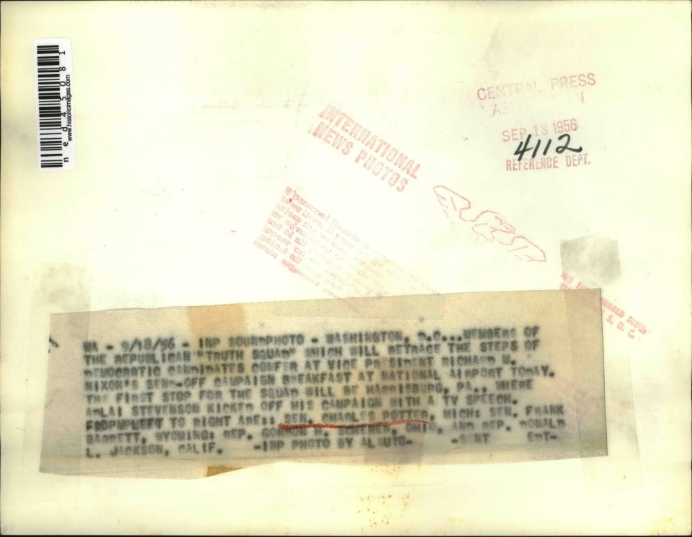 1956 Press Photo Member of the republican "Truth Squad" Sen Charles Potter