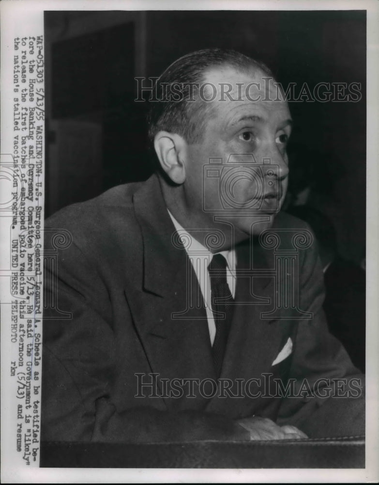 1955 Press Photo Surgeon General Leonard Scheele testified in court - ned45212