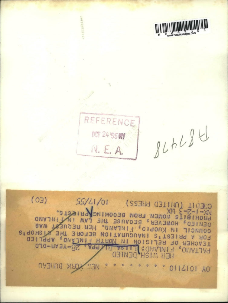 1955 Press Photo Lilsa Rlippa denied priesthood due to law forbidding women