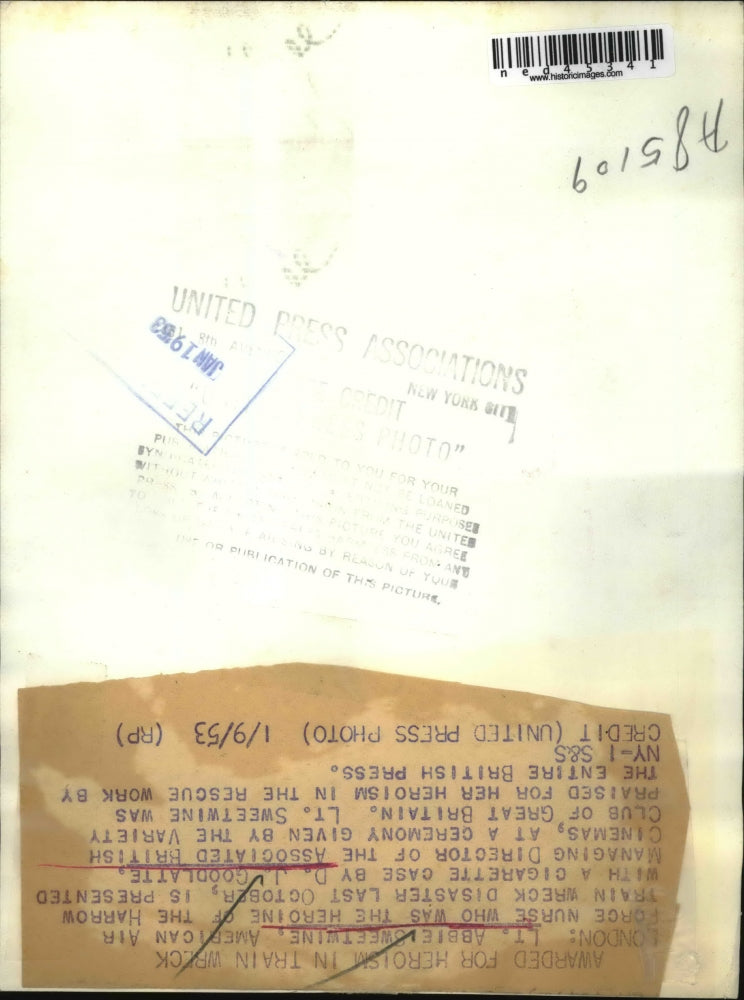 1953 Press Photo Lt. Abbie Sweetwine and D.J. Goodlatte