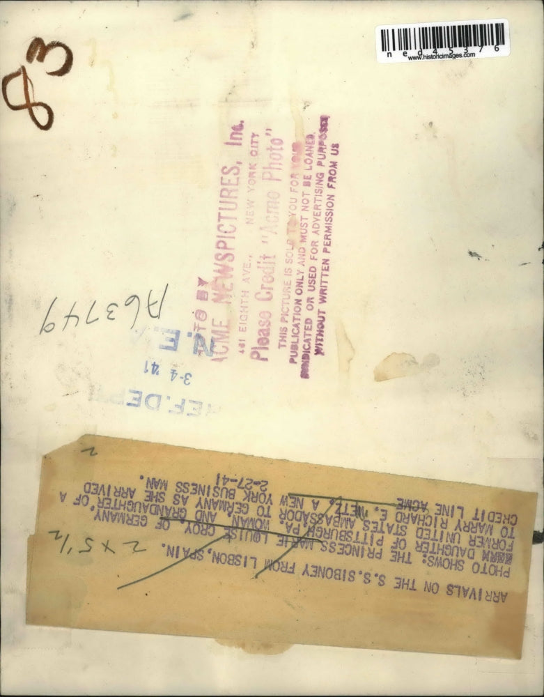 1941 Press Photo Marie Louise Croy, of Germany, daughter of Pittsburgh,P.A.