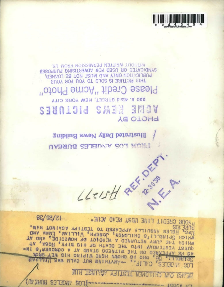 1938 Press Photo William Spinelli as he appeared on the witness stand