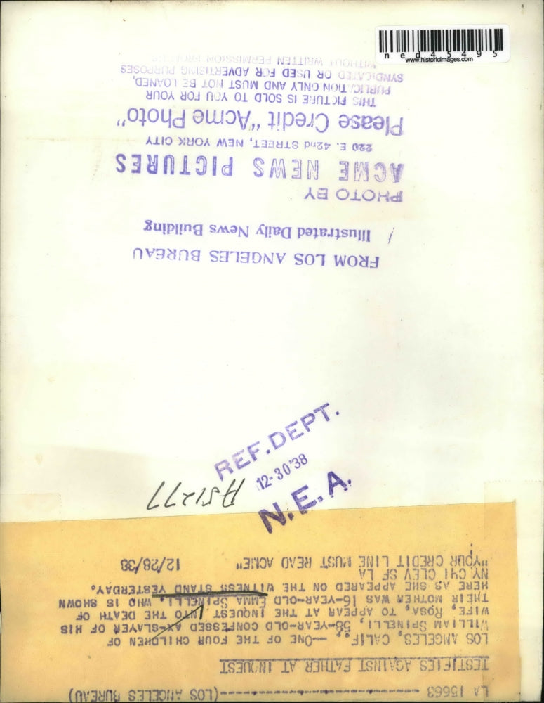 1938 Press Photo Emma Spinelli, as she appeared on the witness stand