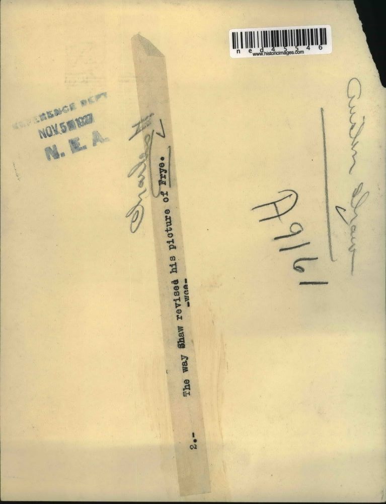 1927 Press Photo The way Austin Shaw revises his picture of Charles H Frye