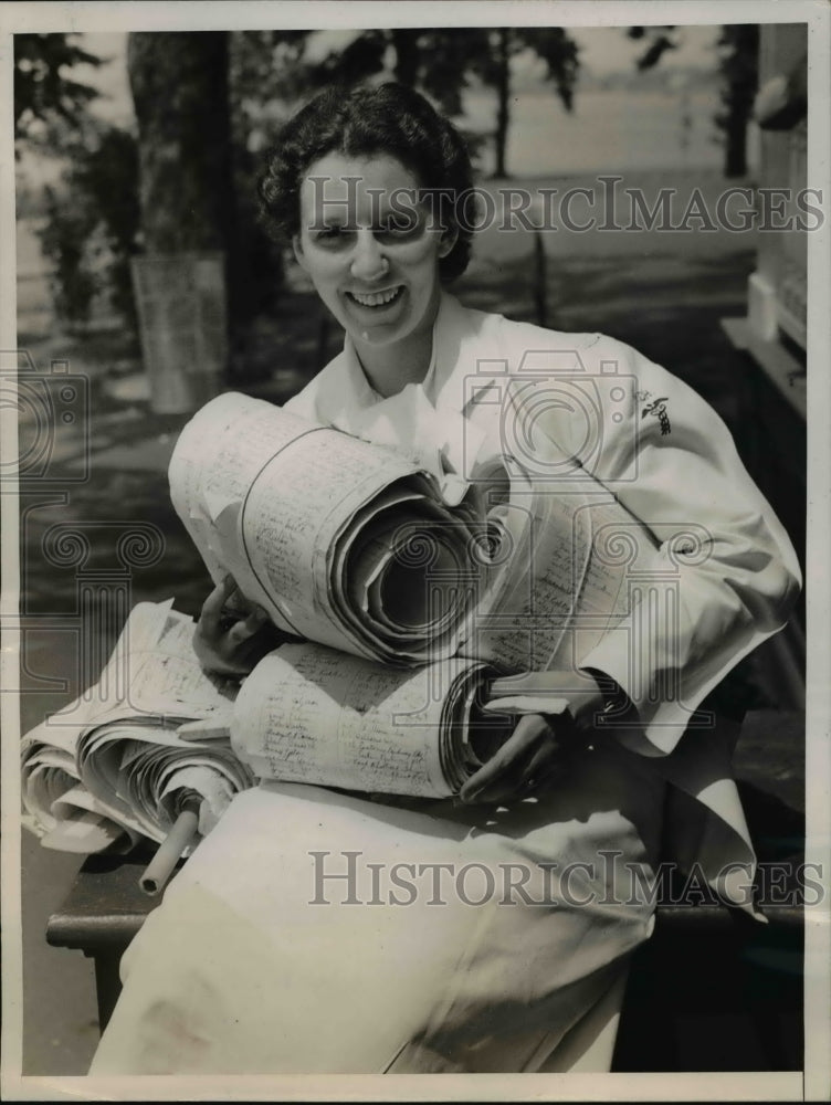 Load image into Gallery viewer, 1937 Press Photo Dr. Carolyn Silberman's Scrolls of Signatures
