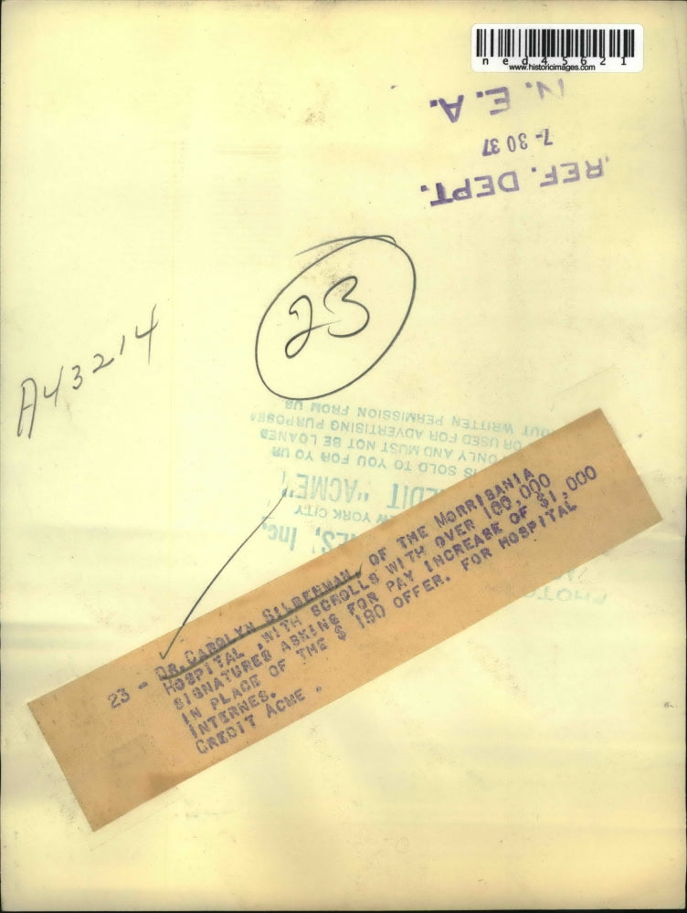 1937 Press Photo Dr. Carolyn Silberman's Scrolls of Signatures