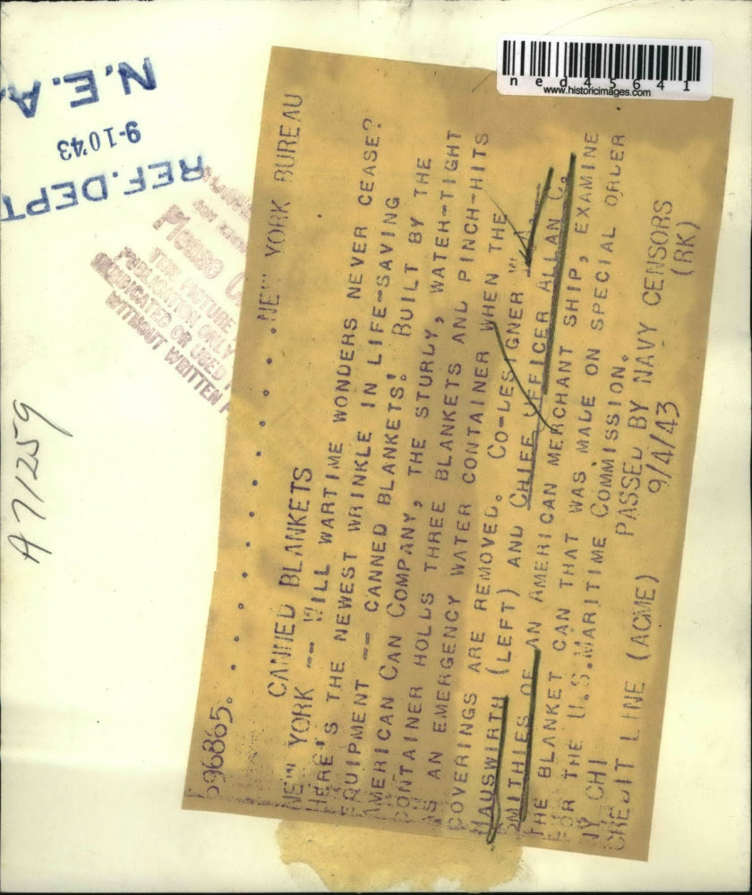 1943 Press Photo Canned blankets made during wartime