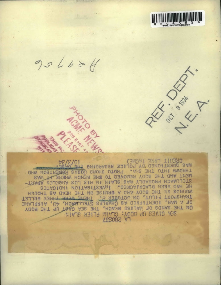 1934 Press Photo Photo shows Doris Rabertson who was questioned by police