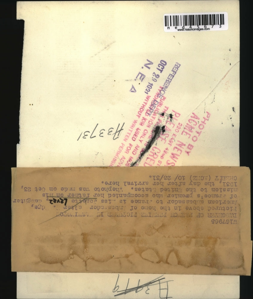 1931 Press Photo Jonette Lavas France United States Ambassador