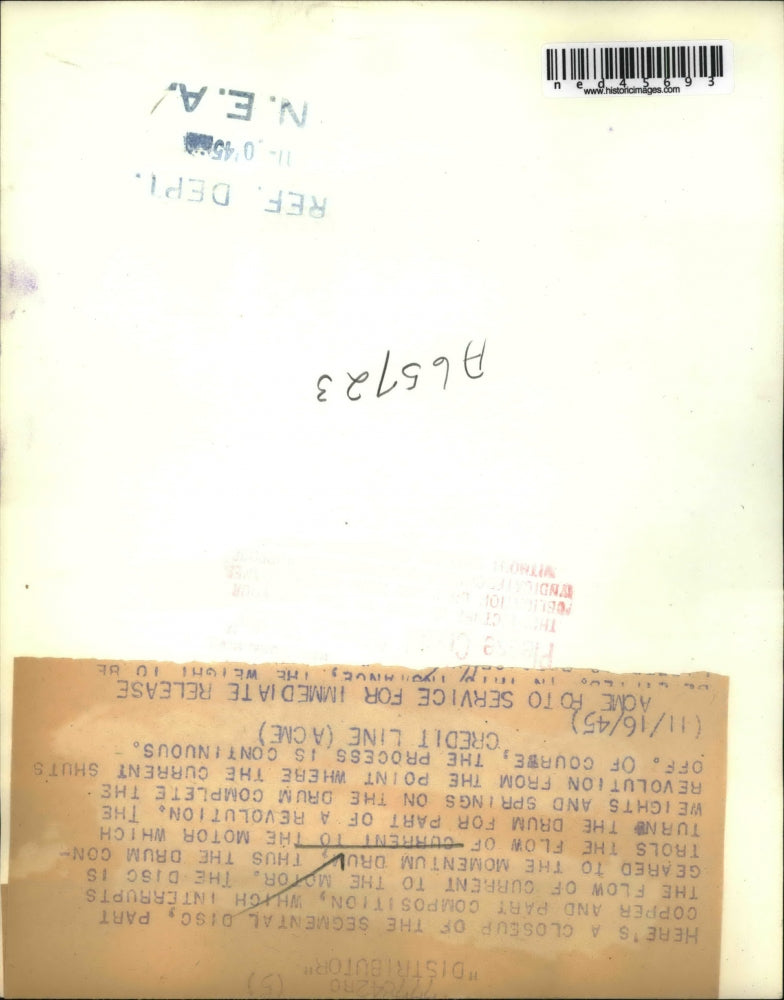 1945 Press Photo Momentum Drum Motor Point Of Current Shut Off