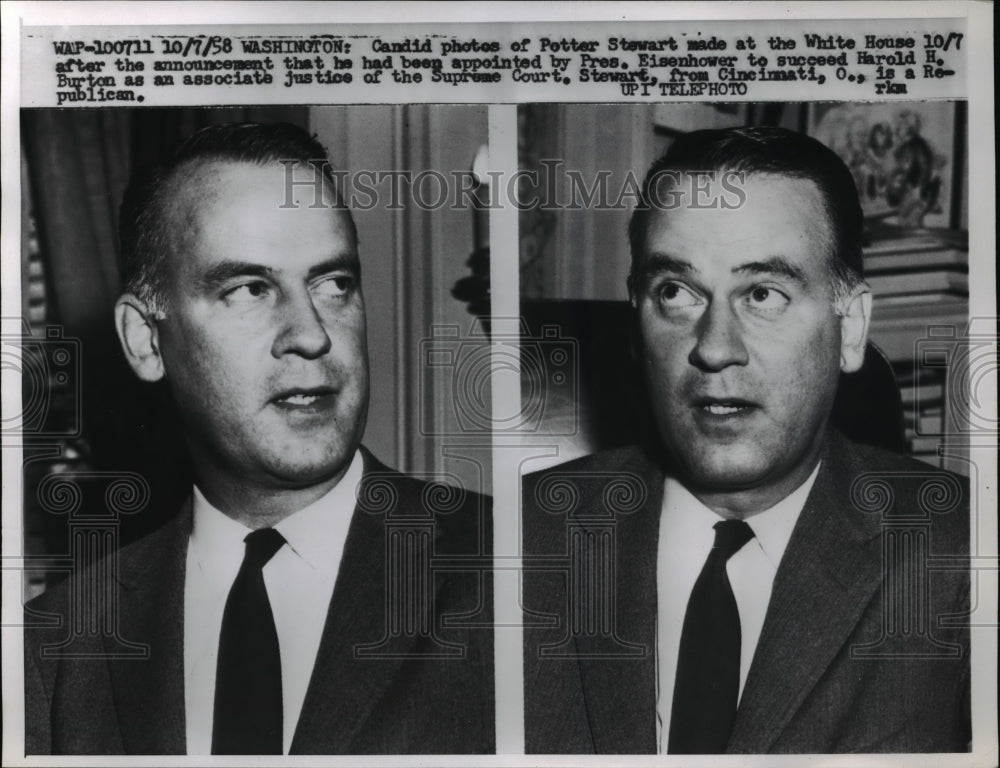 1958 Press Photo Potter Stewart's candid photos at the White House