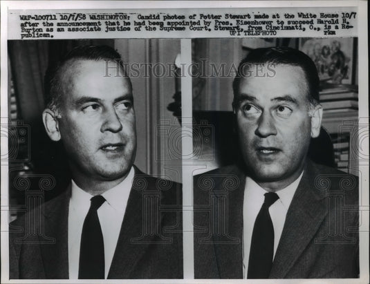 1958 Press Photo Potter Stewart's candid photos at the White House