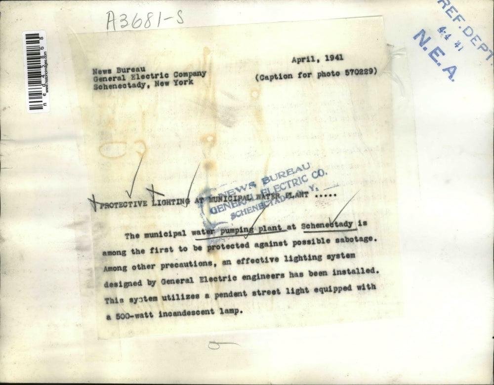 1941 Press Photo Water Pumping Plant at Schenectady