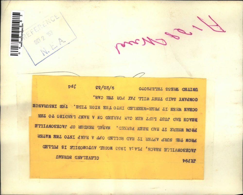 1953 Press Photo Brand New Automobile Ramp into the Water