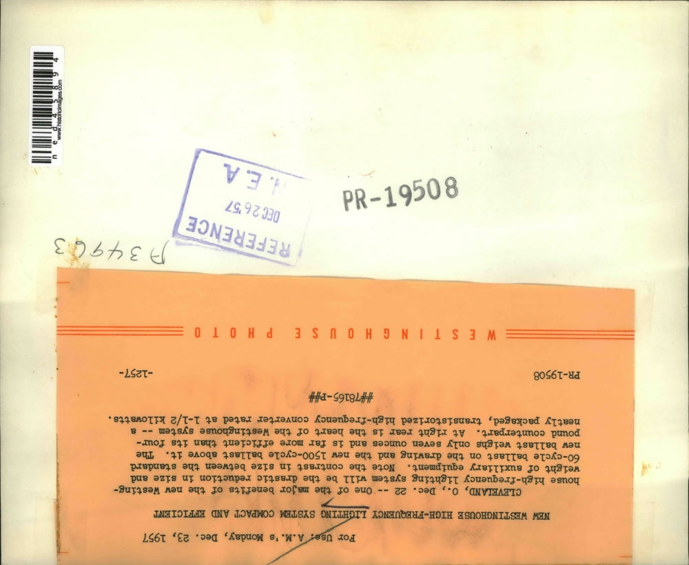 1957 Press Photo New High-Frequency Lighting System of Westinghouse