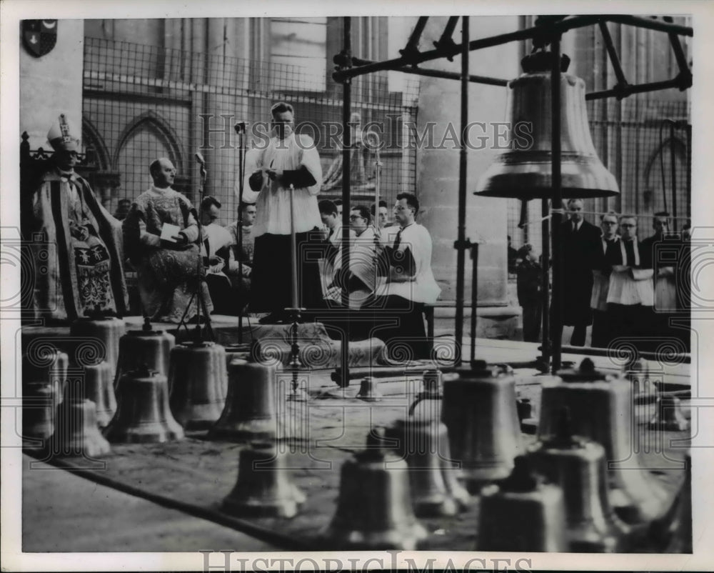 1954 Press Photo Forty-one New Bells for Cathedral of Rouen