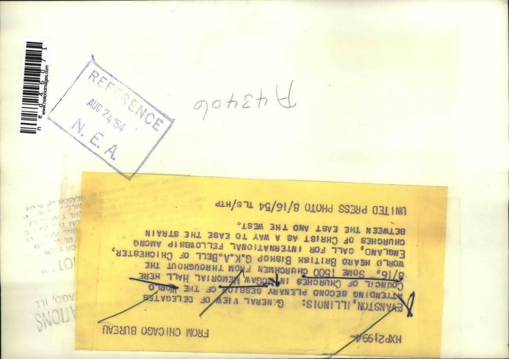 1954 Press Photo Evanston Ill View of delegates attending Second Plenary Session