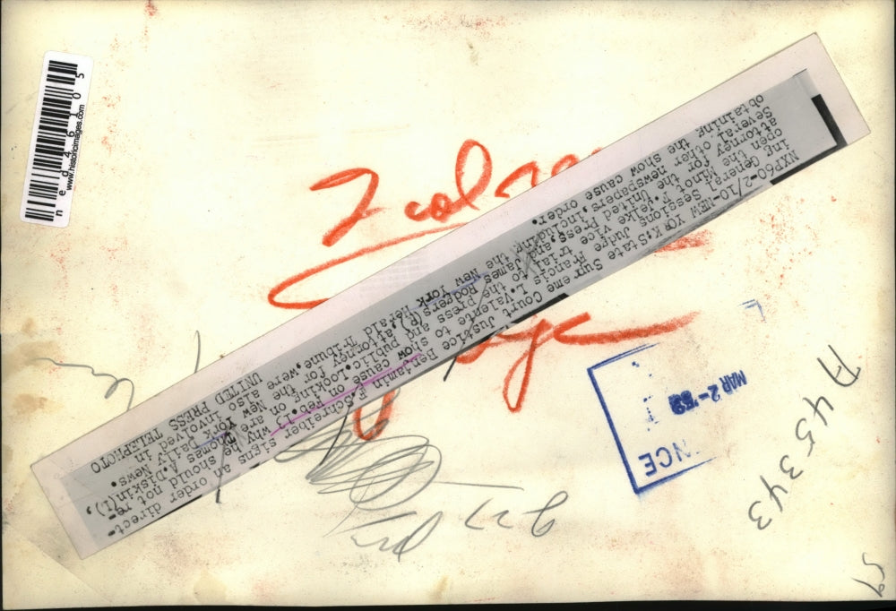 1953 Press Photo Benjamin Schreiber as he signs an order