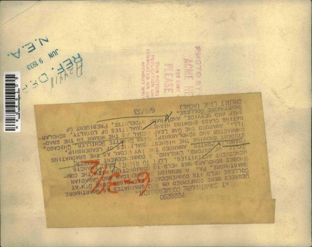 1933 Press Photo Swarthmore College's Commencement Exercises