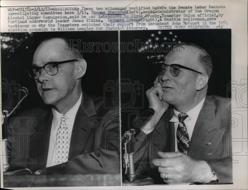 Load image into Gallery viewer, 1957 Press Photo Washington 2 witnesses testified before the Senate Labor
