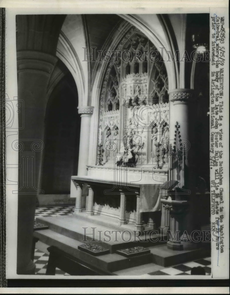 1959 Press Photo Washington Bethlehem Chapel Sec of State J Dulles lies in state