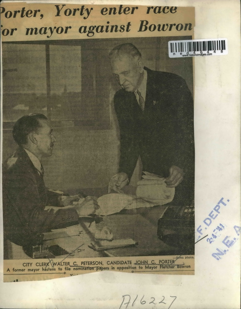 1941 Press Photo Walter C. Peterson and John C. Porter