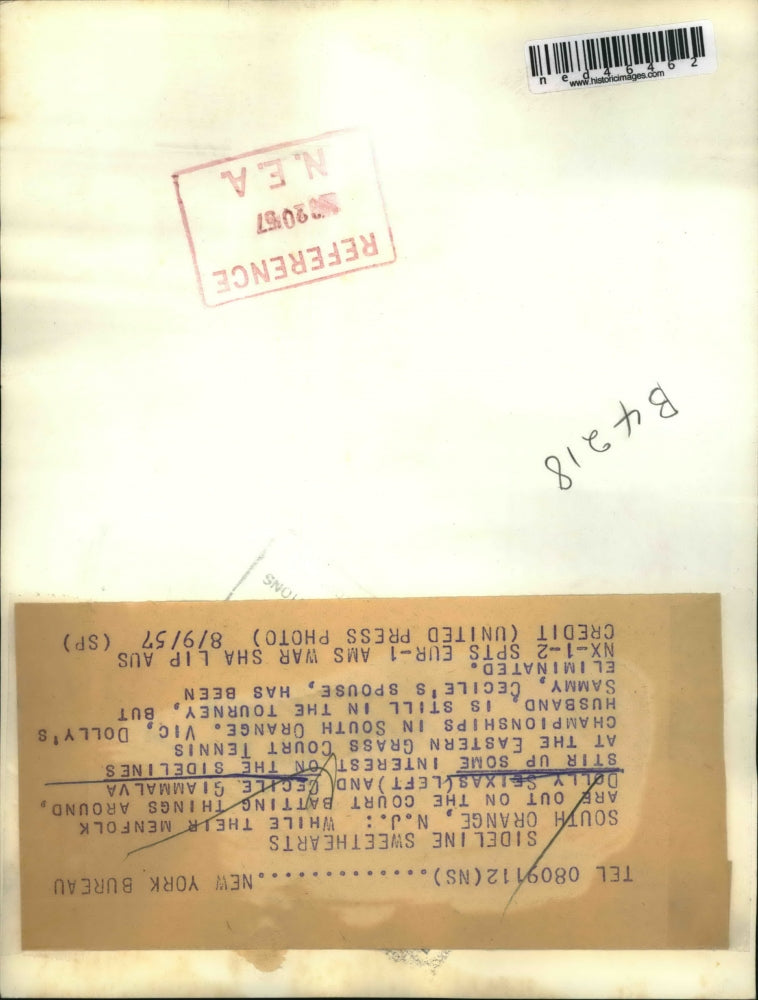 1957 Press Photo Dolly Seixas & Cecile Giammalva at Eastern Grass Court Tennid