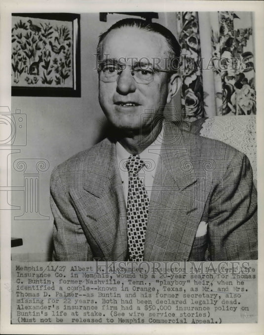 1953 Press Photo Albert Alexander inspector for New York LIfe Insurance co