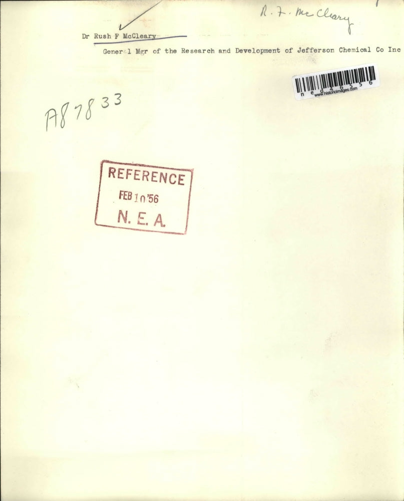 1956 Press Photo Dr Rush F McCleary GM of Research & Development Jefferson Co