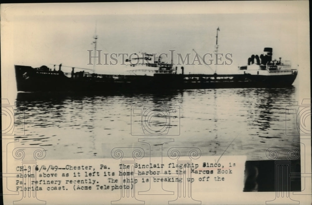 1949 Press Photo Chester Pa Sinclar flagship Sinco before breaking up of Fla