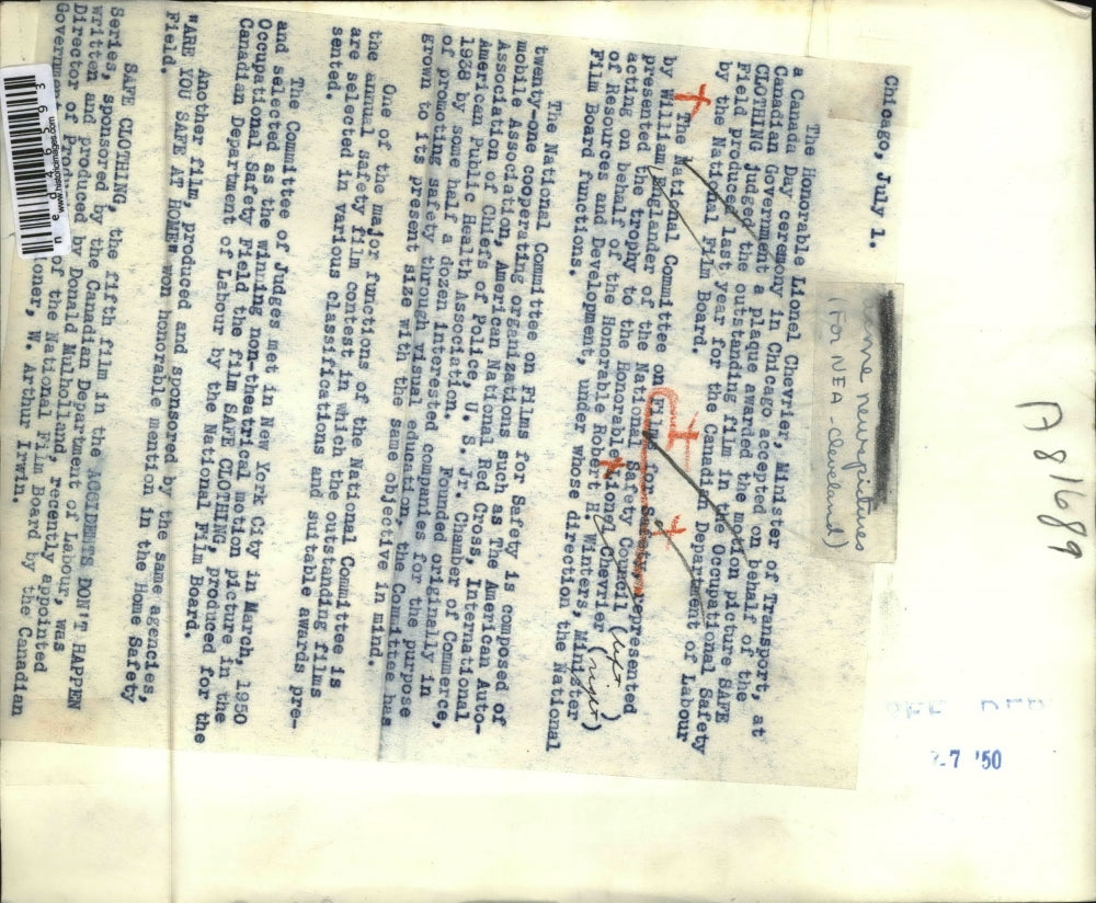 1950 Press Photo National Committee on Films for Safety William Englander