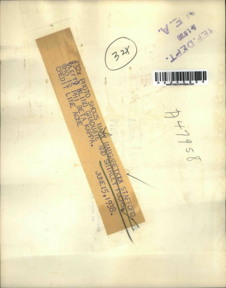 1938 Press Photo Photo shows Mary Margaret Stafford blind graduate and