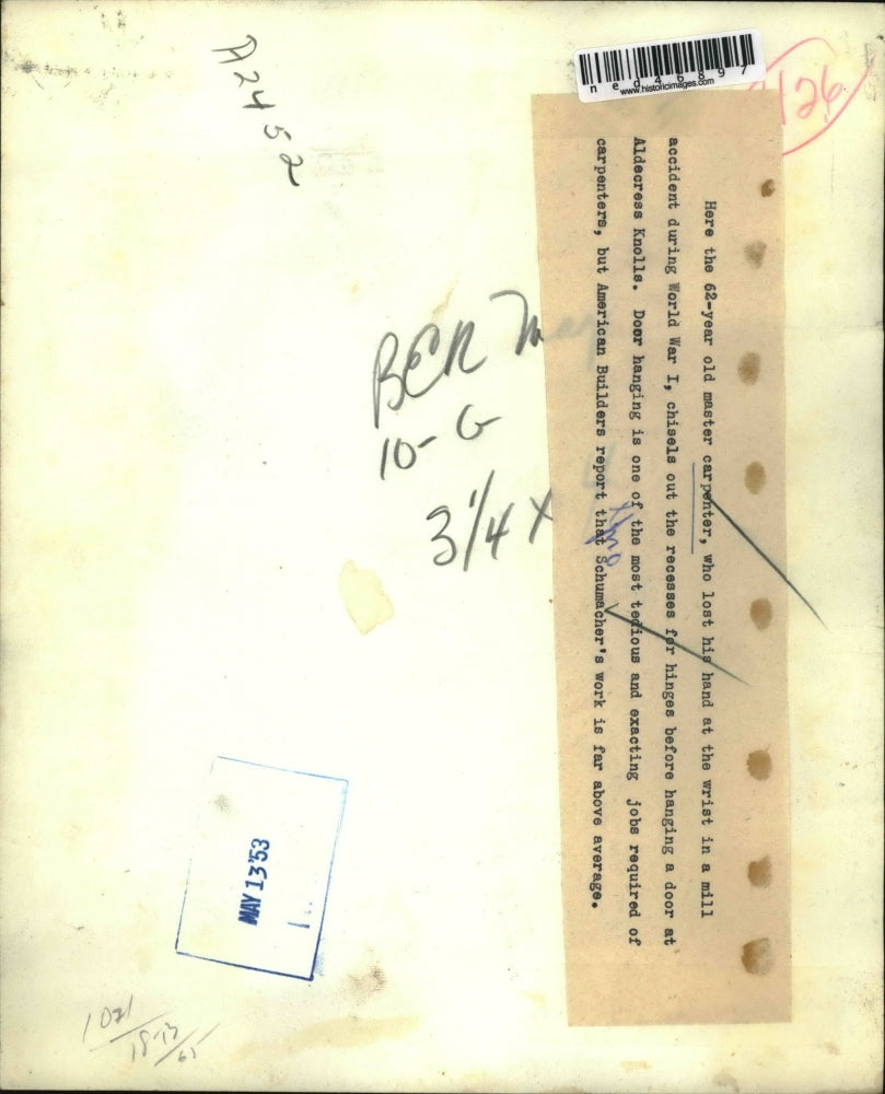 1953 Press Photo Amazing Carpenter - ned46897