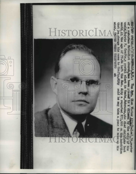 1958 Press Photo Reverend Glen Victor Alty, pastor of Methodist Church