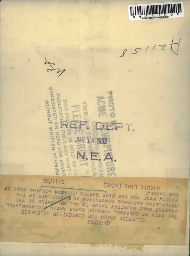 1932 Press Photo Gold Courtesy Cards for Convention Delegates