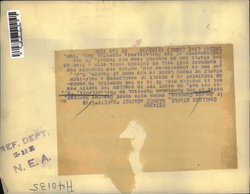 1936 Press Photo Julius Cinelli Dorothy Reppert Nurse Mahnemann Hospital