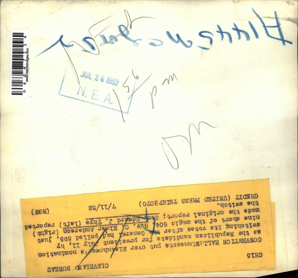 1952 Press Photo Gov. C. Elmer Anderson and Sen. Edward J. Thye