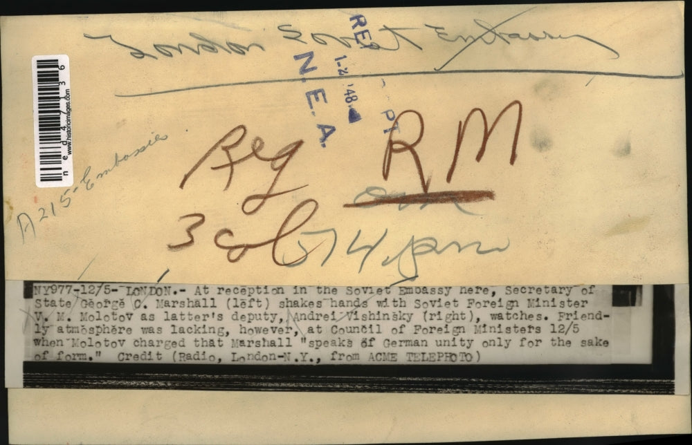 1948 Press Photo George C. Marshall, V. M. Molotov and Andrei Vishinshy