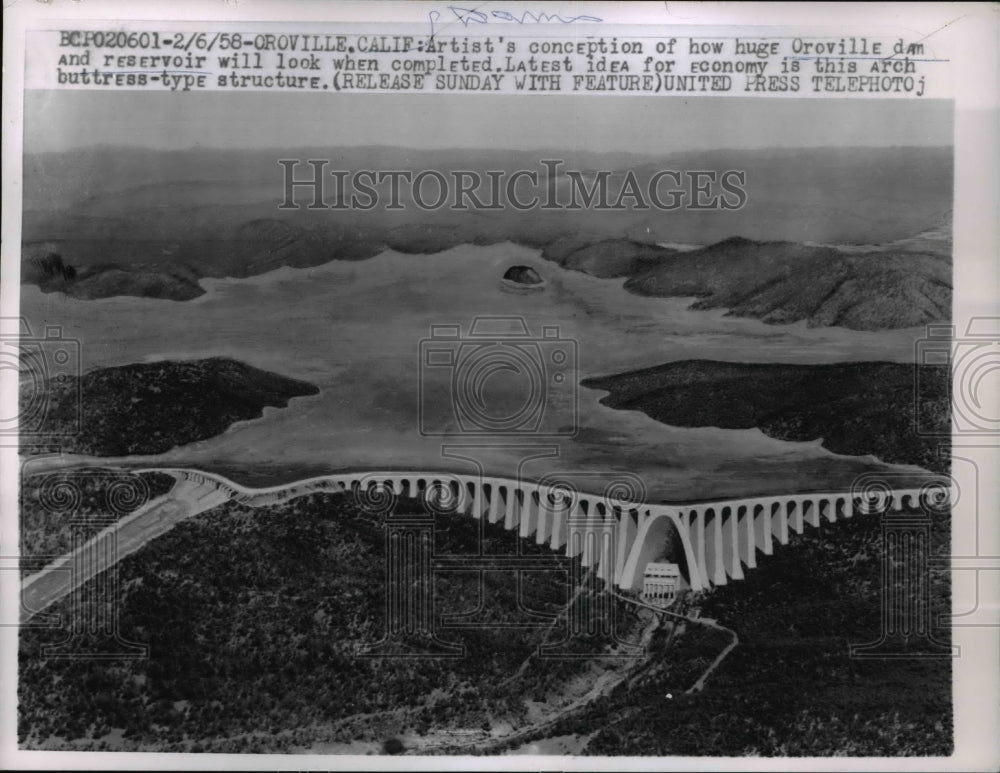 1958 Press Photo Arch Buttress-type Structure