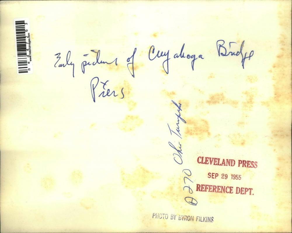 1955 Press Photo Cuyahoga Bridge Piers