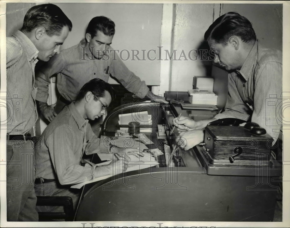 1957 Press Photo The four man editorial staff, Saunders, Bundy and Halliday