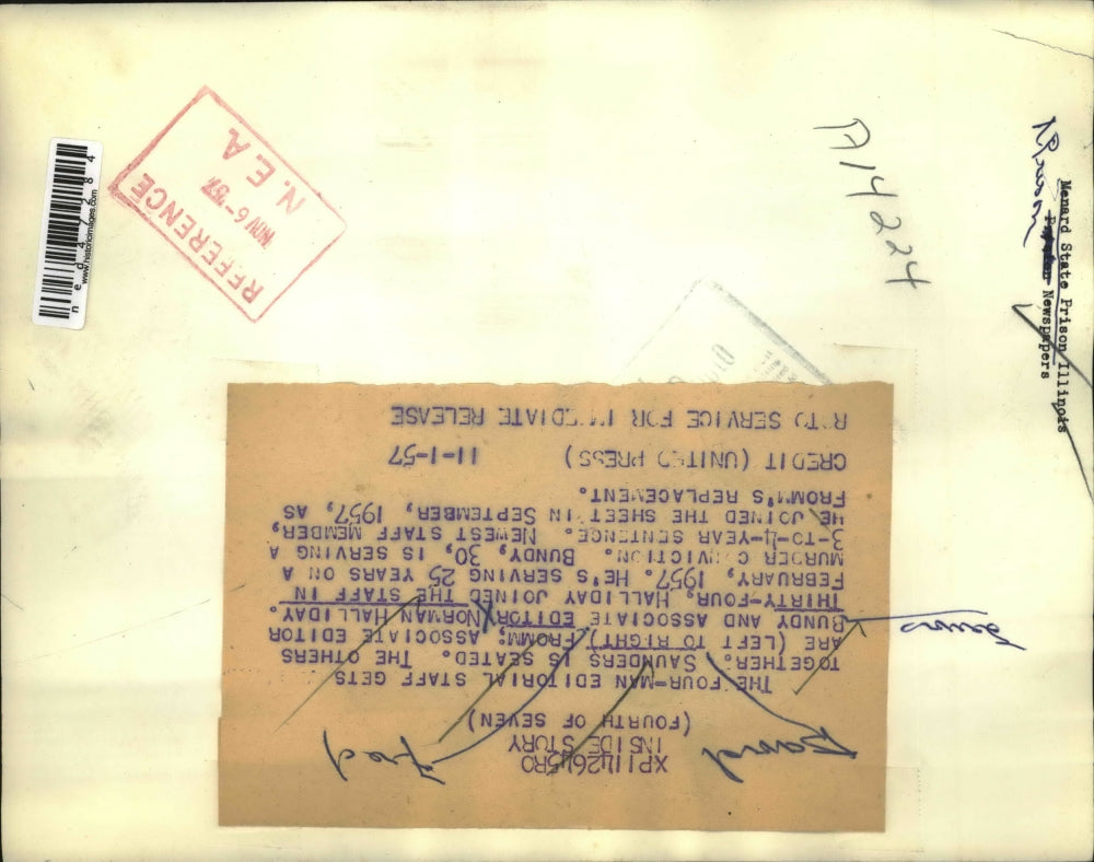 1957 Press Photo The four man editorial staff, Saunders, Bundy and Halliday